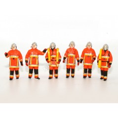 6 figurines orange Pompier feu urbain