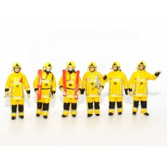 6 figurines jaune Pompier feu urbain