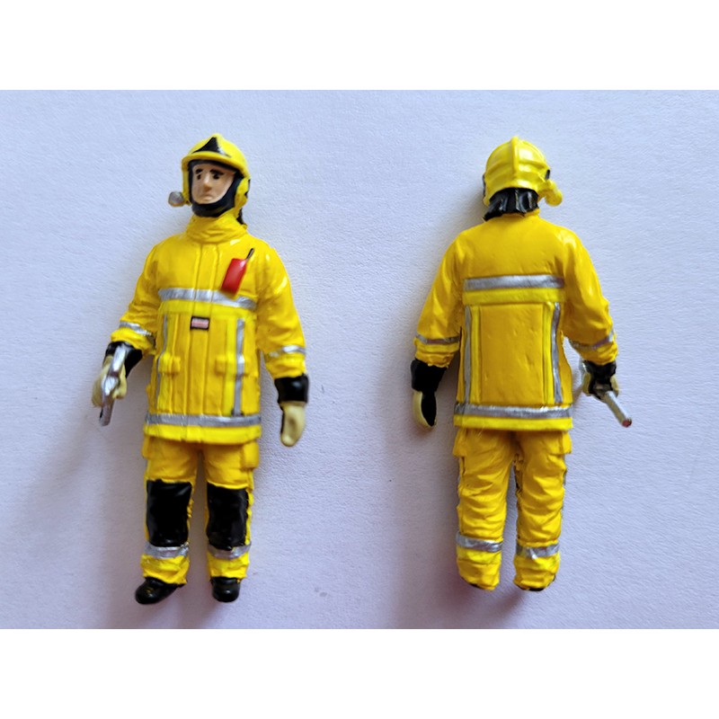 1 figurine jaune Pompier feu urbain